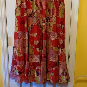 Ladies red floral skirt